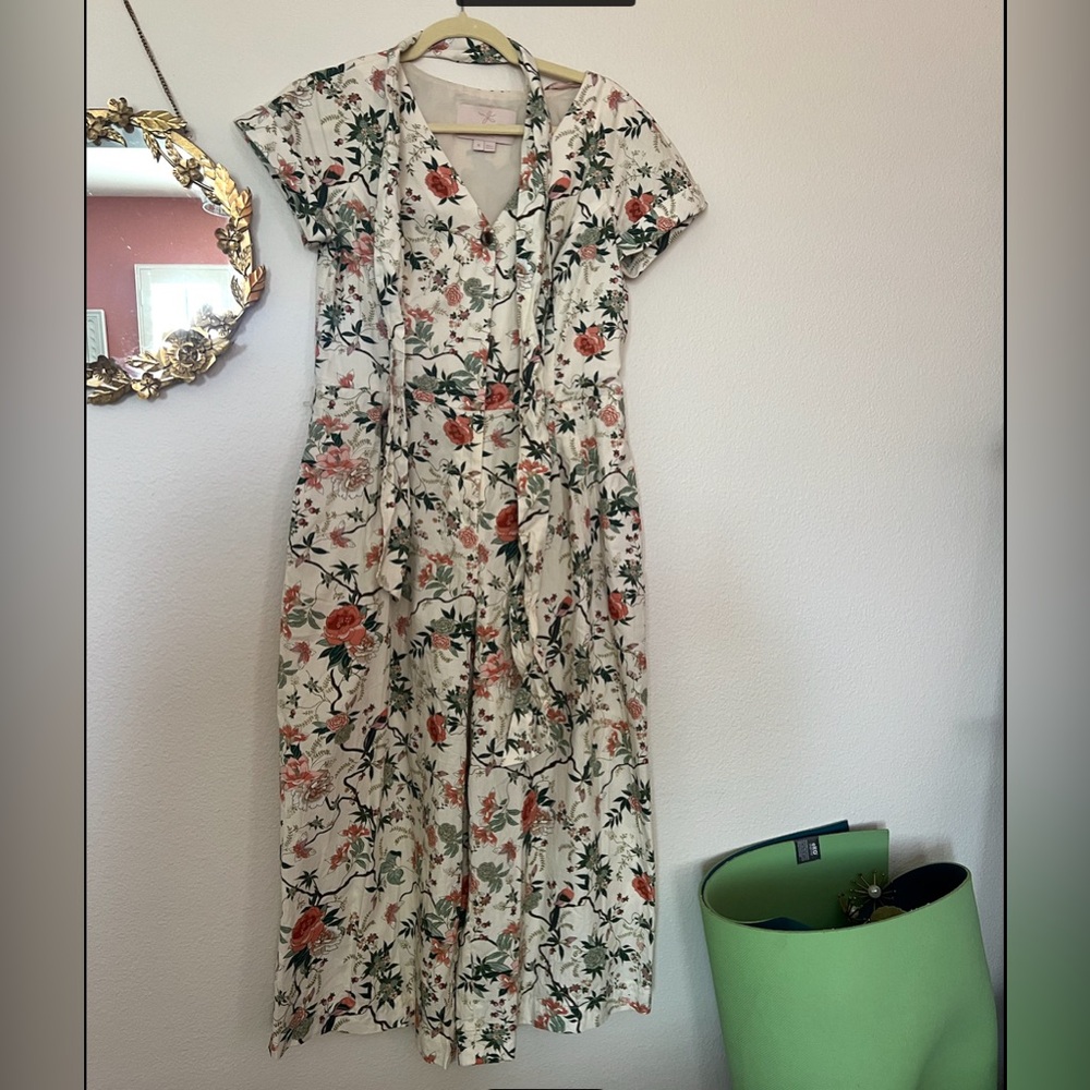 Gal meets glam jumpsuit buttons pockets floral Sophia Sofia pink cream feminine
